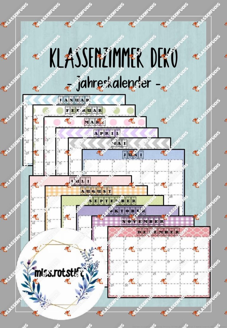 Klassenkalender – Jahreskalender – Klassenraum Dekoration